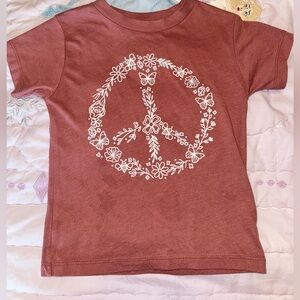 Kids Floral Peace Sign T-Shirt - Red